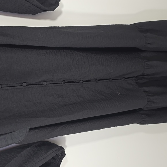 {H&M} Black Balloon Sleeve Button-Down Tie-Belt Maxi Dress - Size Large - Picture 14 of 15